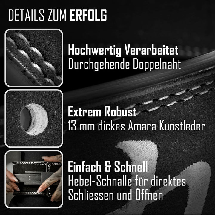 Strength Shop 13mm Lever Belt Gewichthebergürtel + Hebelschnalle, IPF-Zertifiziert für Wettkampf & C