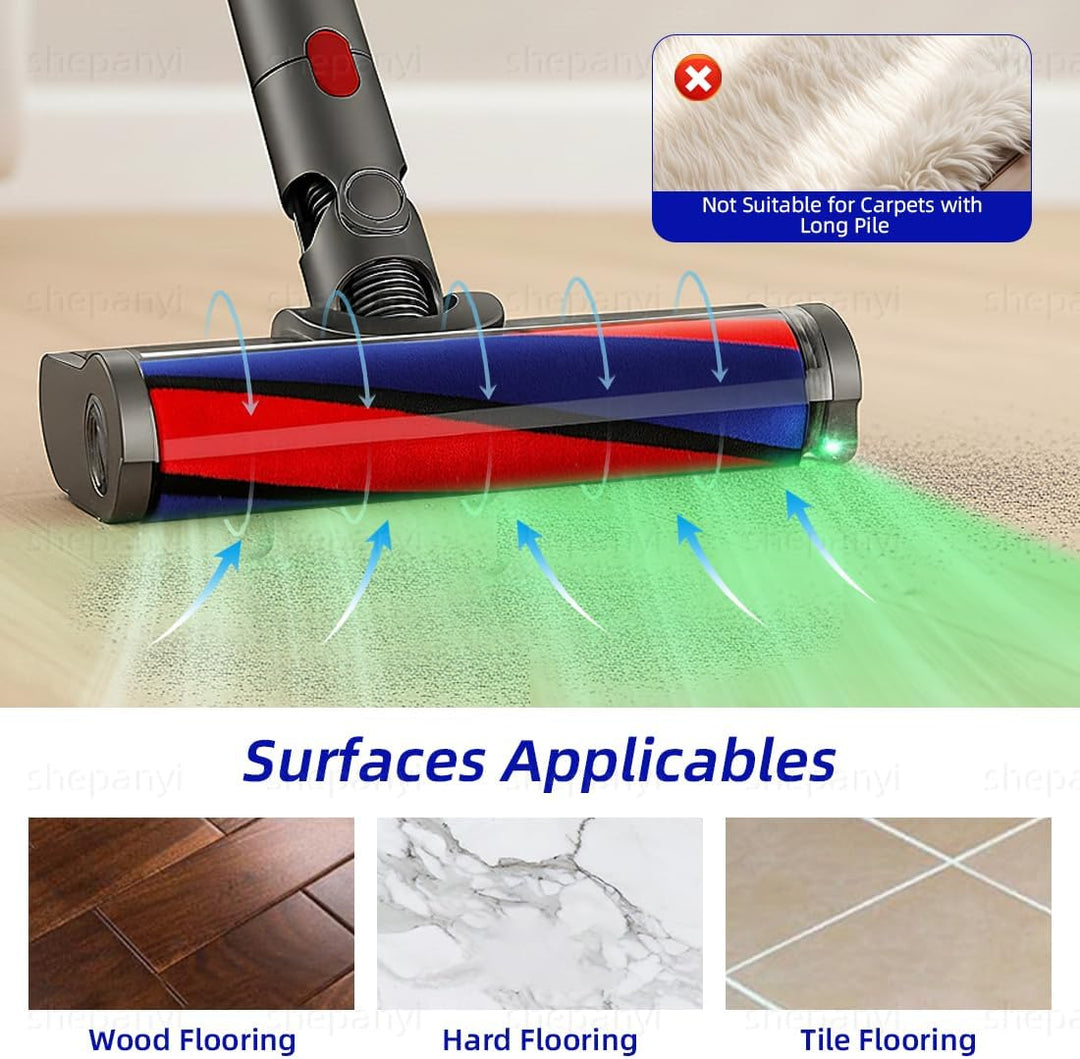LED-beleuchtete Soft-Roller-Bodendüse, Bürstenkopf kompatibel mit Dyson V7/V8/V10/V11/V15 Staubsauge