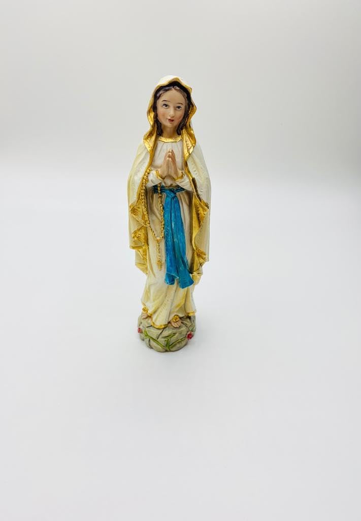 FADEDA Madonna Lourdes in Holzoptik/Höhe:20 cm/handbemalt/detailgetreue Krippen Figuren - Weihnachte