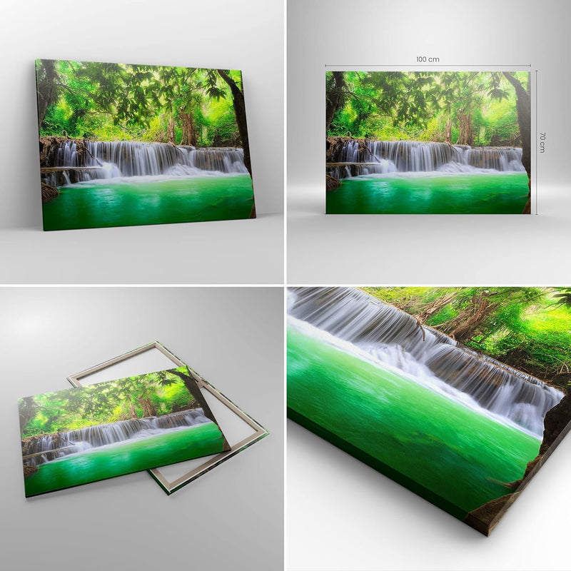 Bilder auf Leinwand 100x70cm Leinwandbild Wasser Park Natur Landschaft Gross Wanddeko Bild Schlafzim