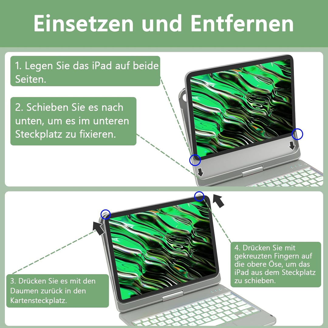 KBCASE Bluetooth Tastatur Schutzhülle für iPad 10. Gen 2022 10,9 Zoll, iPad 11. Gen 2025 A16 11 Zoll