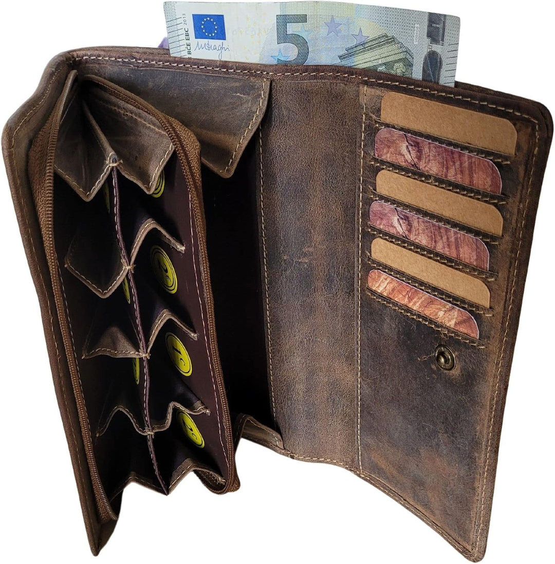 Frédéric Johns – Geldbörse mit Münzfach + Geldscheinfach – 8 Separate Fächer – Geldbörse Euro – Geld