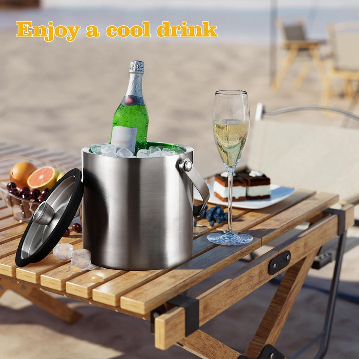1.6L Eiswürfelform, Eiskübel mit deckel,Eiswürfelbehälter edelstahl mit Clips und Sieb, ideal für Pa