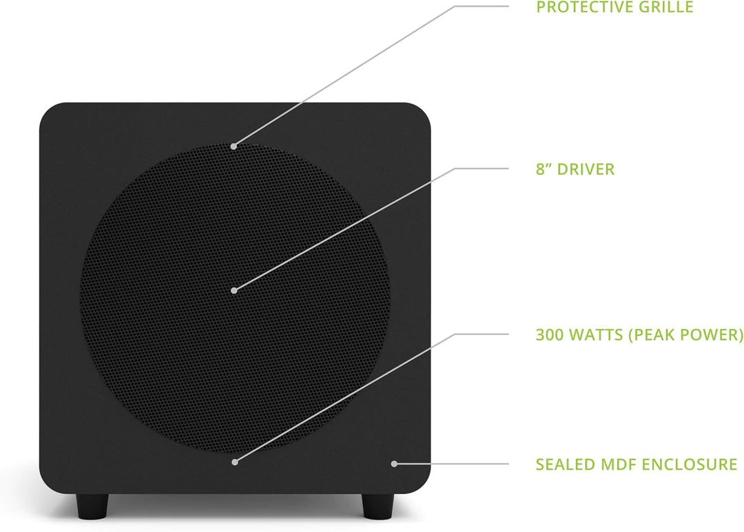 Kanto SUB8VMB 8" 300W Sealed Powered Subwoofer | Matte Black