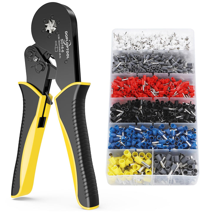 Crimpzangen Aderendhülsen Set, Sechskant Aderendhülsenzange mit 1200 stück Aderendhülsen Tool Kit (0