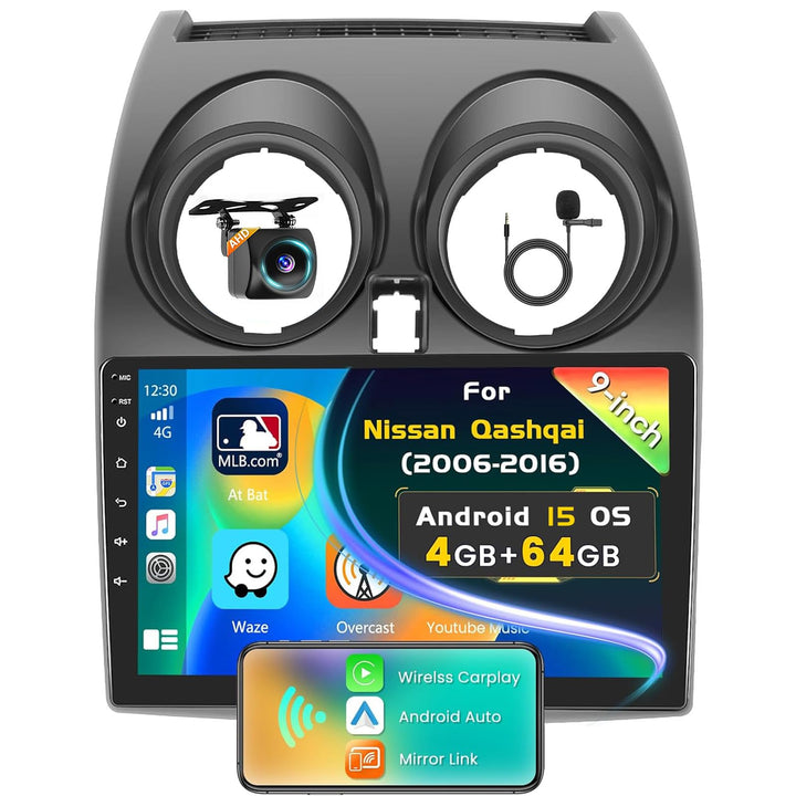 Inefala Upgrade 4G+64G Autoradio Android 15 für Nissan Qashqai 2006 2007 2008 2009 2010 2011-2016, 9