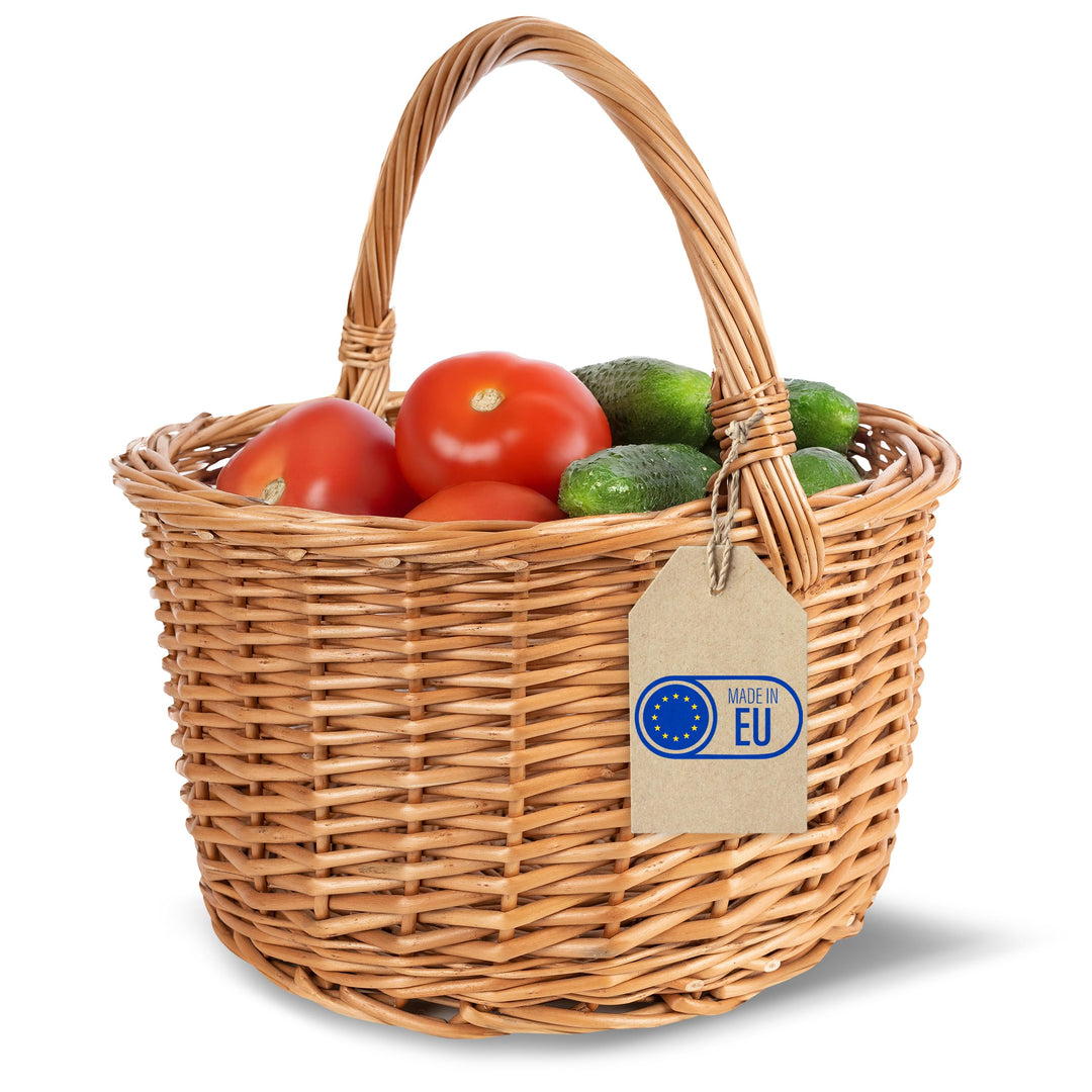 Creative Home Weidenkorb mit Henkel | 35 x 35 x 36 cm (+/- 2 cm) Gross und Leicht | Handgeflochten,