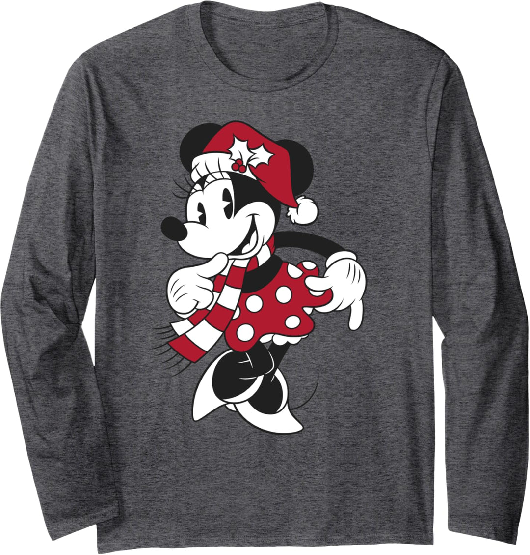 Disney Mickey And Friends Christmas Minnie Santa Hat Langarmshirt