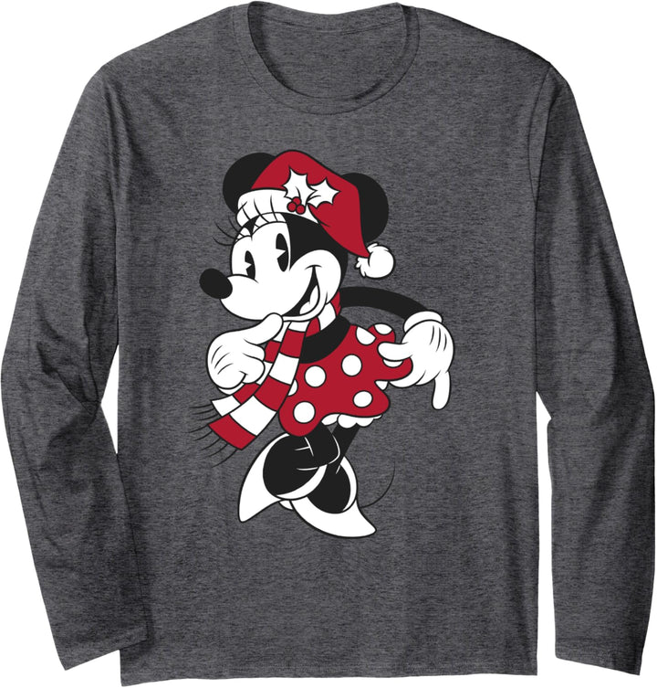 Disney Mickey And Friends Christmas Minnie Santa Hat Langarmshirt