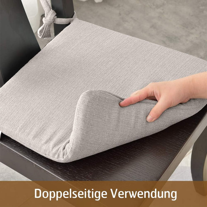 BALCONY &amp; FALCON Trapezförmige Sitzkissen mit Bindebänder in Beige 2er Set: 38– 42 cm grosse Sitzpol