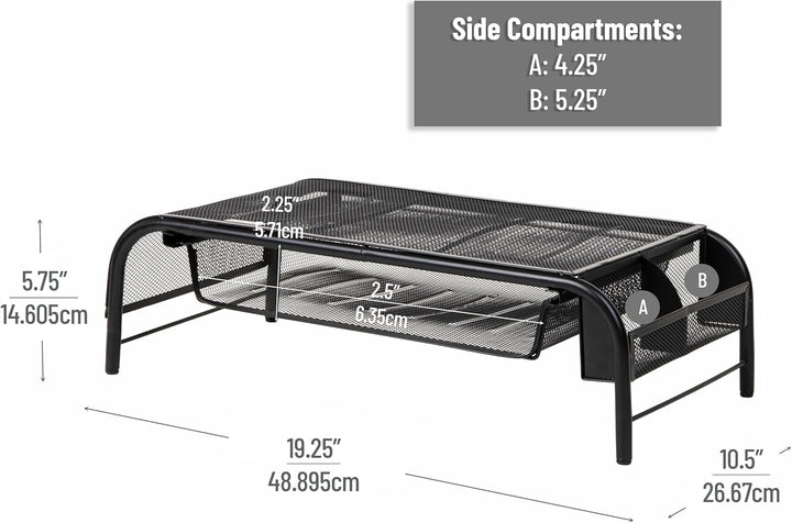 Mind Reader 'Raise' Metall Mesh PC Laptop IMac Computer Monitor Stand mit Schublade, schwarz, Schwar