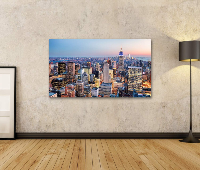 Bild auf Leinwand New York City Usa Wandbild Poster Kunstdruck Bilder Format: 80x40cm, Format: 80x40