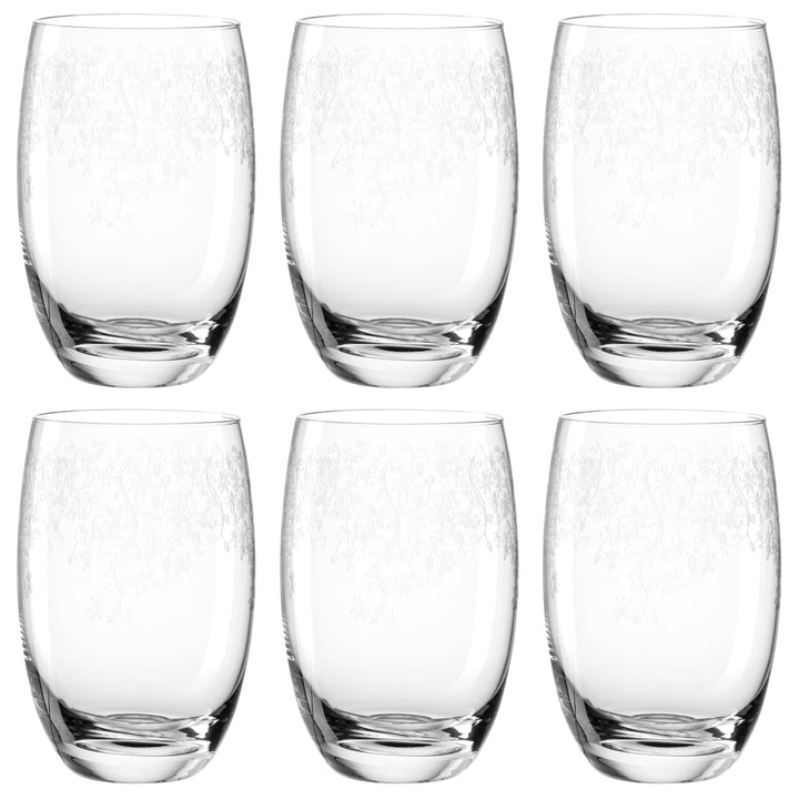 Leonardo Chateau Trink-Gläser 6er Set, Glas-Becher mit floralem Muster, spülmaschinenfeste Wasser-Gl