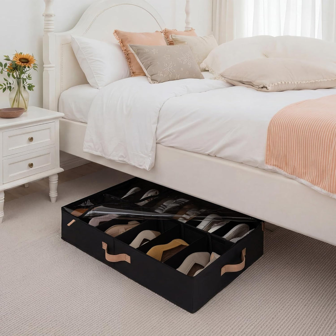 StorageWorks Unterbett-Schuh-Organizer, grosse Bettkasten Aufbewahrung mit Deckel, für bis zu 24 Paa