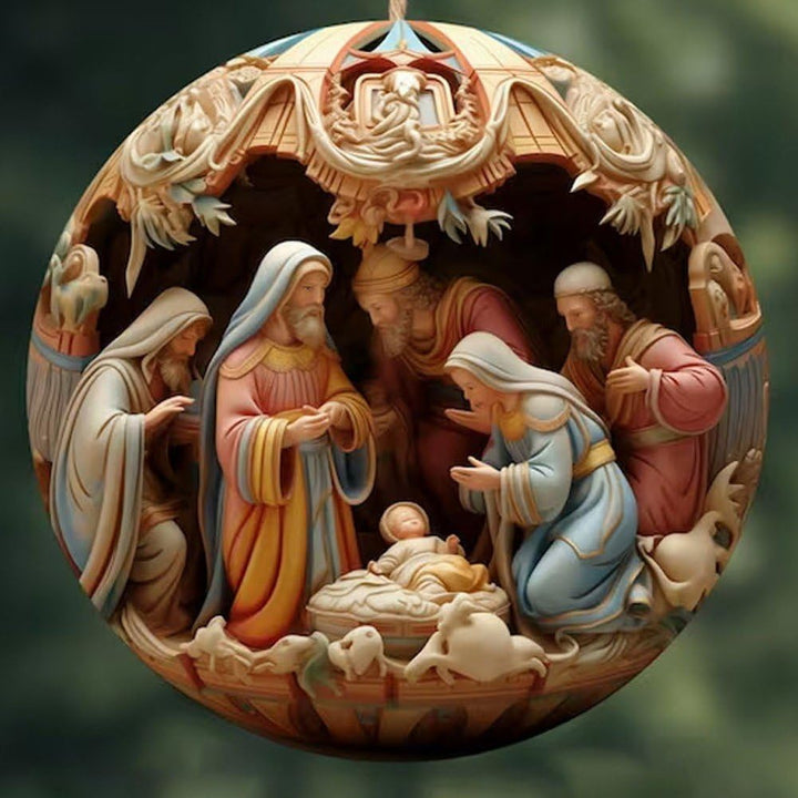 12 Stück Krippen-Ornamente, Weihnachtsdekoration Aus Holz Zum Aufhängen, Die Geburt Jesu, Weihnachts