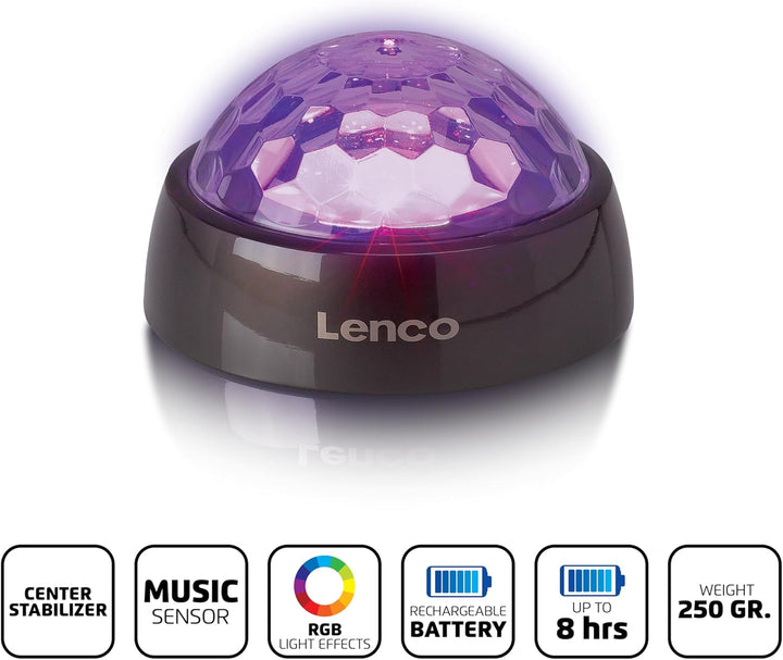 Lenco TTA-180TN - Plattenstabilisator mit RGB-Lichteffekten - 250g Plattenspieler Gewicht & Discokug