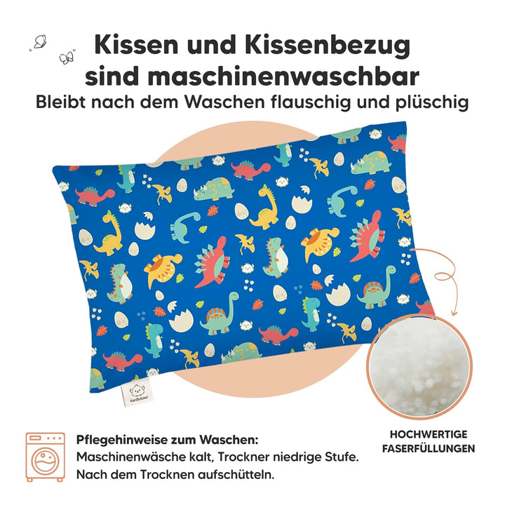 Kopfkissen Kleinkind mit Kissenbezug - Weich Bio Baumwolle Kissen Kinder zum Schlafen - Waschbar Kle