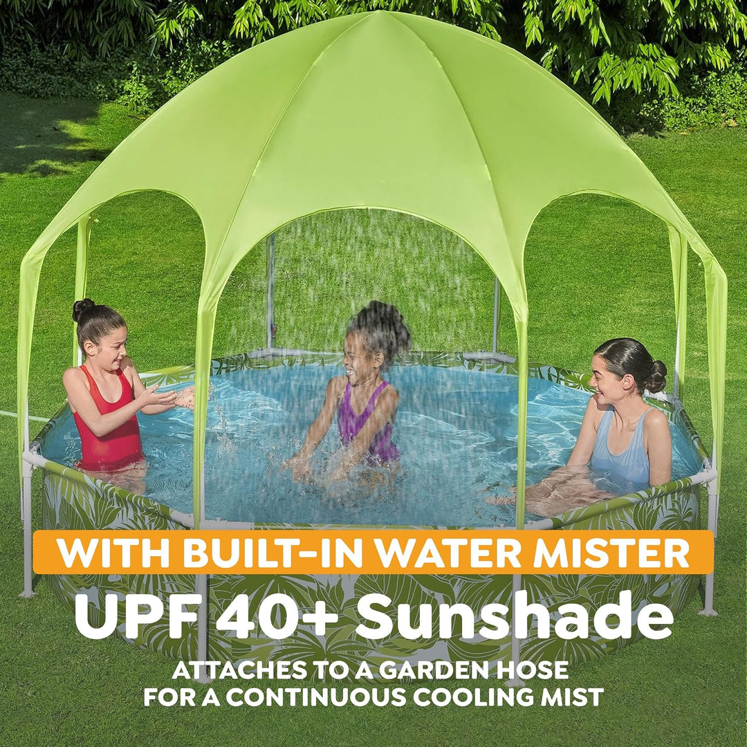 Bestway Steel Pro UV Careful Frame Pool, 244 x 51 cm, Splash-in-Shade, mit Sonnenschutzdach, ohne Pu