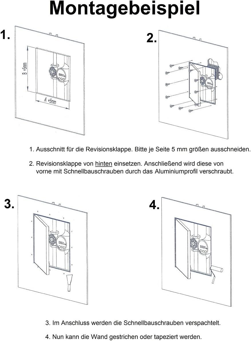 Revisionsklappe GK-Einlage 400 x 600 mm Gipskarton 12,5 mm KRAL13 Revisionstür Revision Wartungstür