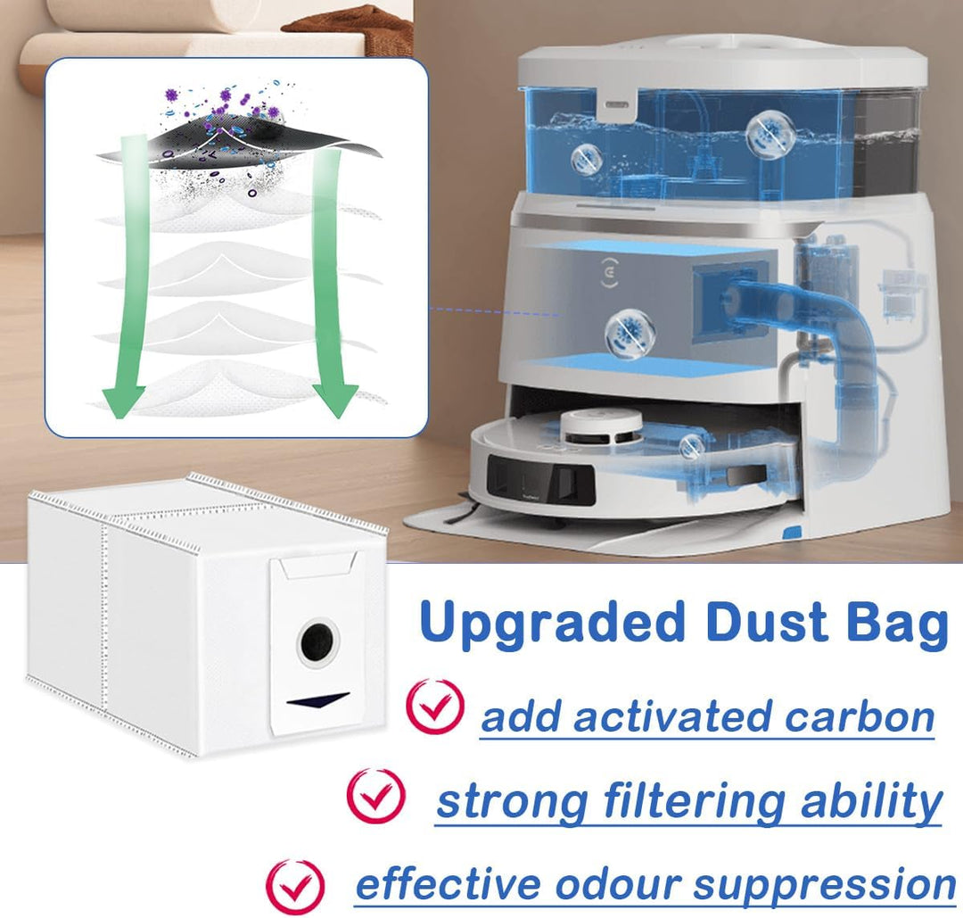 10 Stück Staubbeutel für Ecovacs Deebot T30 Omni/ T30 Pro Omni Roboter Staubsauger, 3L Grosse Kapazi