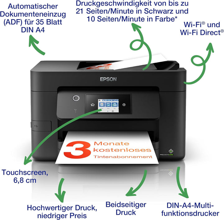 Epson Workforce PRO WF-3820DWF A4 Farbtintenstrahl-Multifunktionsgerät WF-3820 Ohne zusätzliche Tint