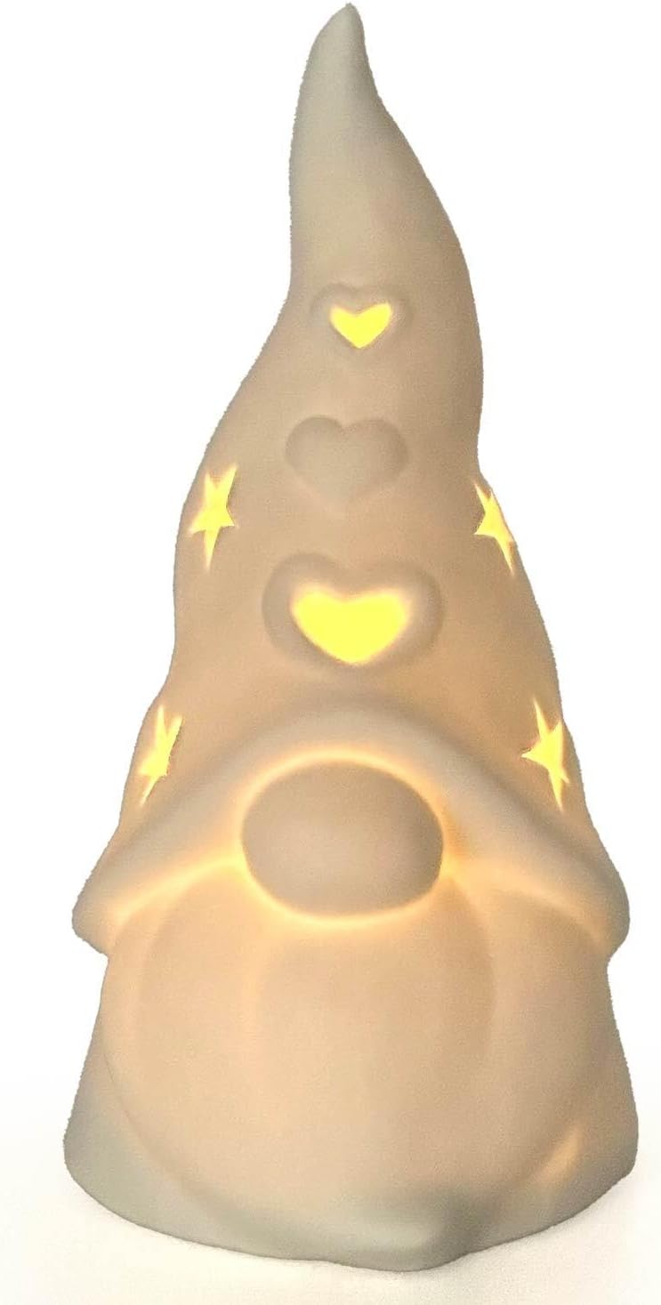 Mea-Living WEIHNACHTSWICHTEL Felix mit LED, weiss, klein, Weihnachtsdeko aus Porzellan, Wichtel, Ges