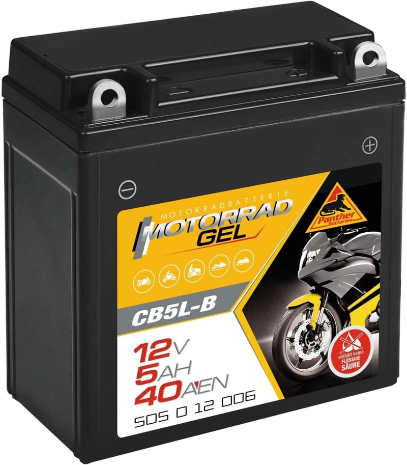 Panther GEL Batterie 12V 5Ah 40A YB5L-B Motorradbatterie 50512 Quad CB5L-B