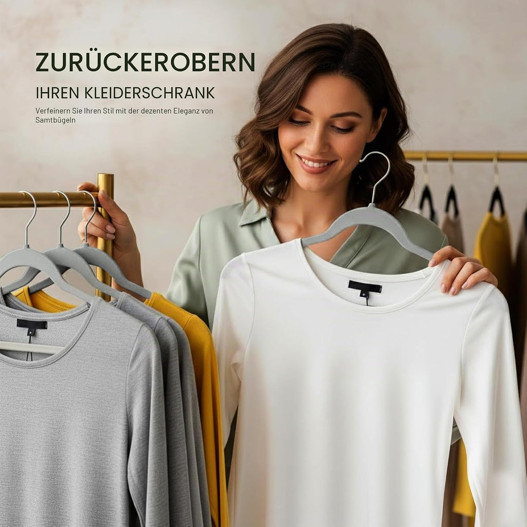 Utopia Home Premium Samt Kleiderbügel 50er Pack - rutschfeste & langlebige Kleiderbügel - Grau Kleid