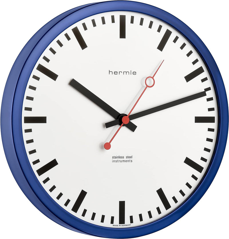 Hermle Bahnhofsuhr 30471-Q72100 Quarz, Blau, Ø 30cm x 5cm Ø 30cm x 5cm Blau, Ø 30cm x 5cm Blau