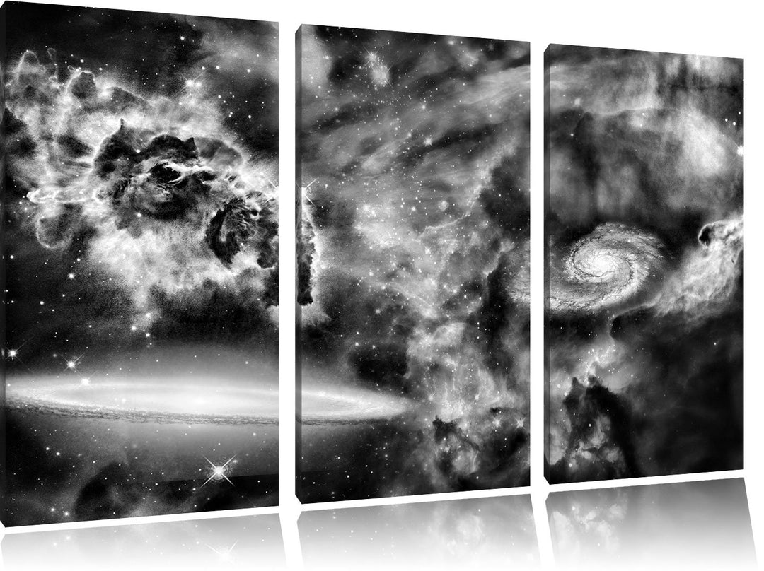 Pixxprint Galaxie mit Sternennebel als Leinwandbild/Grösse: 3 Teilig (120x80) cm/Wandbild/Kunstdruck