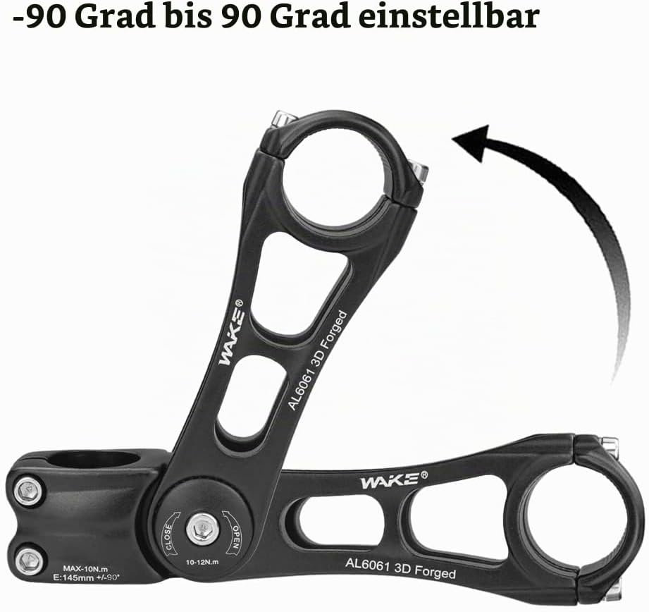 CYSKY Fahrrad Vorbau Universal 31,8mm und 25,4mm verstellbar ± 90 Grad 90mm 110mm 145mm MTB Vorbau F