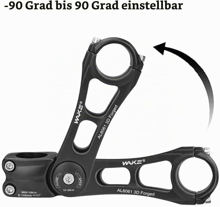 CYSKY Fahrrad Vorbau Universal 31,8mm und 25,4mm verstellbar ± 90 Grad 90mm 110mm 145mm MTB Vorbau F