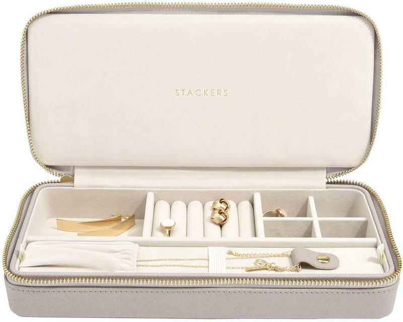 Stackers Taupe Sleek Necklace Travel Jewellery Box, Taupe