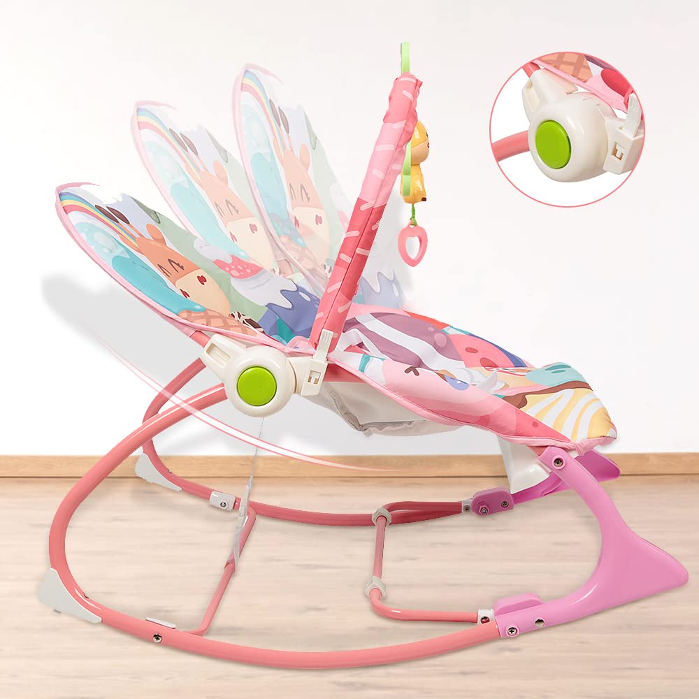 Baby Wippe mit Beruhigenden Vibrationen, Babyschaukel Elektrisch mit Liegefunktion, 3-Punkte-Gurt Si