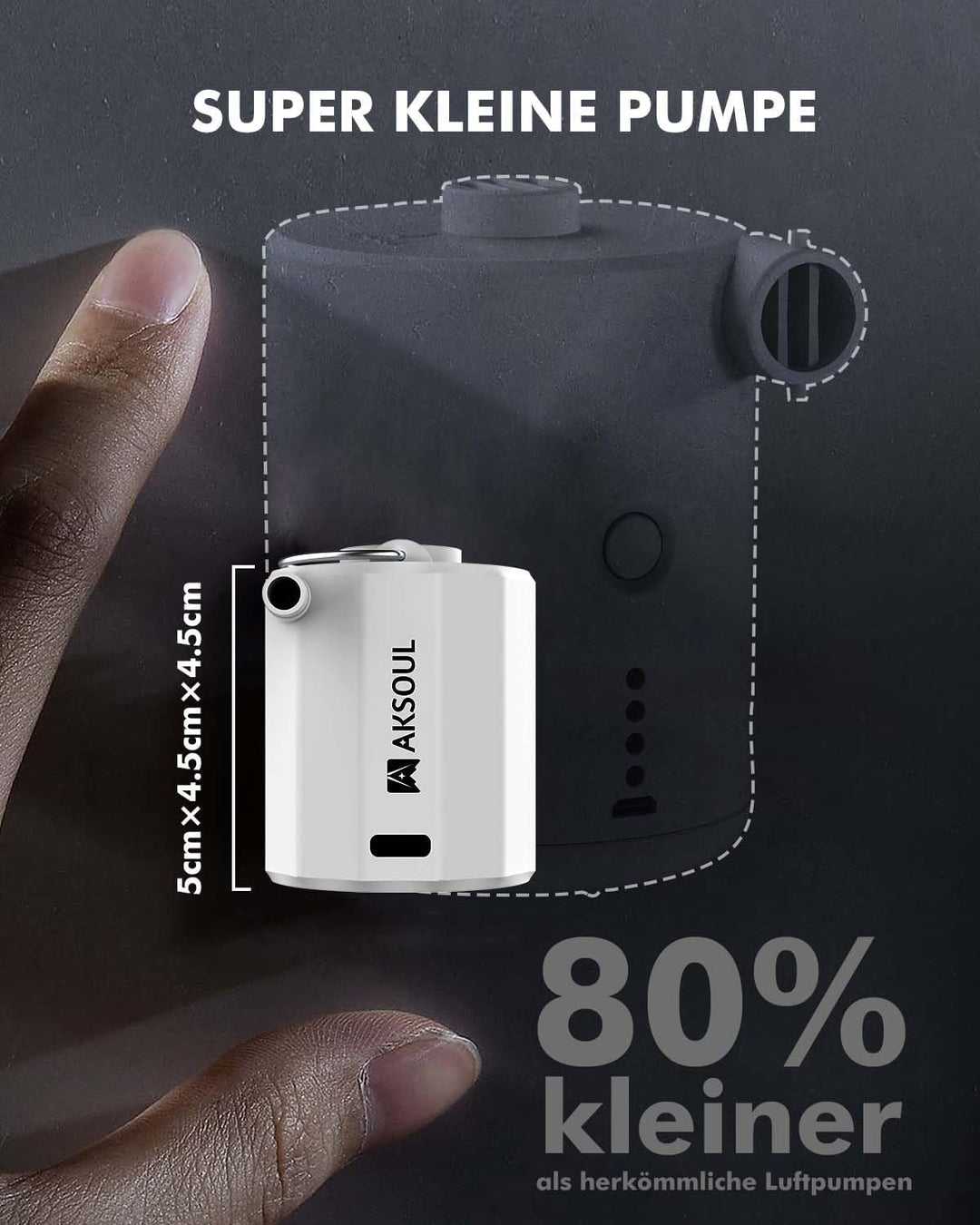 AKSOUL Elektrische Luftpumpe Pumpe Akku: 1600 3600 4000mAh Wiederaufladbare Batterie AA Batterie Por