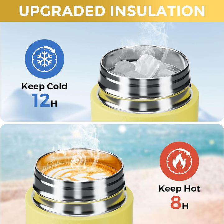 【Upgrade-Version】Exllena Mini Thermosflasche 220ml mit Edelstahl-Deckel, Trinkflasche Klein Doppelwa