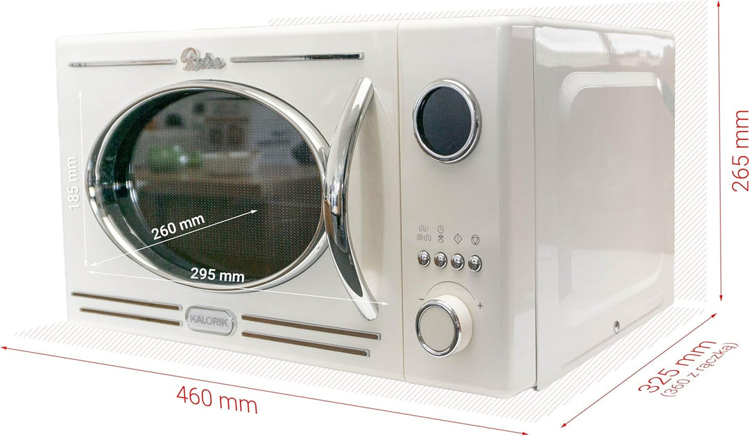 Kalorik Retro Mikrowelle, Vintage-Design, mit Grillfunktion, Digitale Steuerung, MW2600DGC 1150W, 46