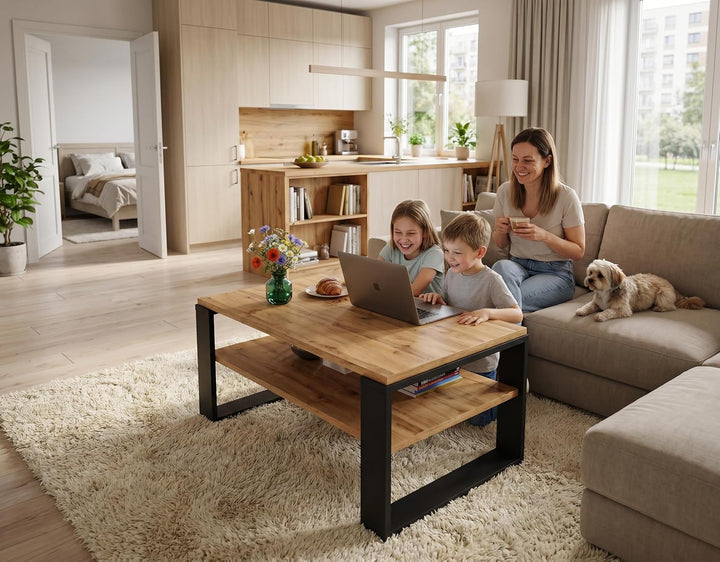 möbelkap Couchtisch 91×51 cm – Wohnzimmertisch aus Holzwerkstoff, Stabiler & moderner Kaffeetisch mi