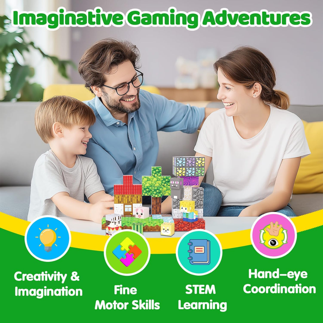 Magnetische Bausteine,150 Teile Magnetbausteine (Waldvulkan) | Montessori Kreative Spielzeug für Jun