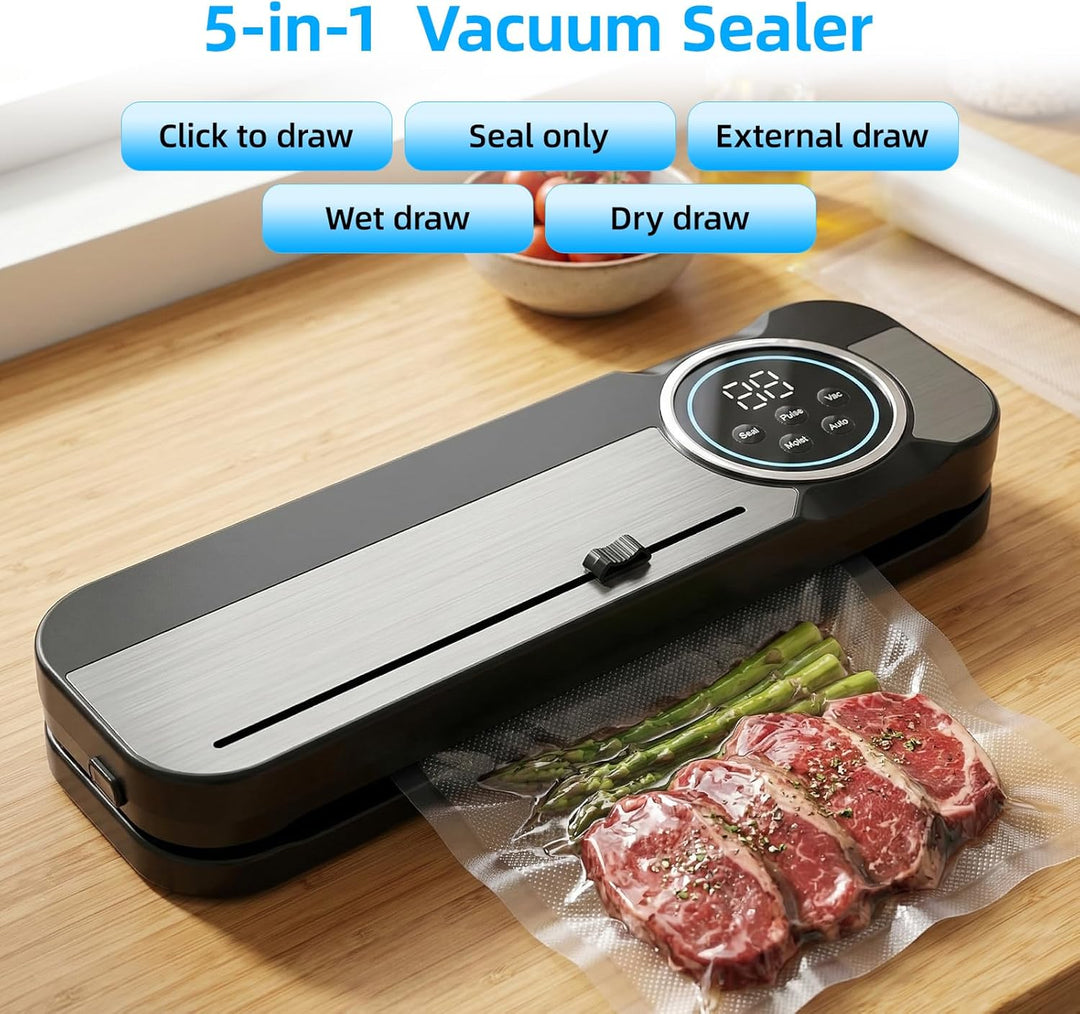 Carehabi Vakuumierer, Stark Vakuumiergerät mit 6 Modi, Vacumm Sealer mit Schneideklinge und 6 mm bre