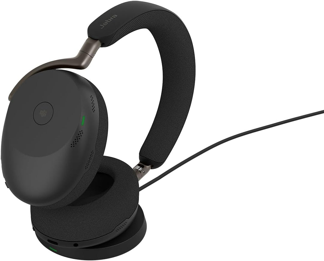 Jabra Evolve3 85 Over-Ear Bluetooth Headset kabellos mit Mikrofon &amp; Ladestation für Büro, USB-C, KI-