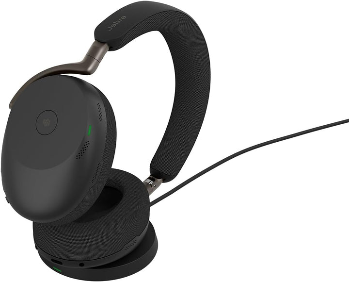 Jabra Evolve3 85 Over-Ear Bluetooth Headset kabellos mit Mikrofon &amp; Ladestation für Büro, USB-C, KI-
