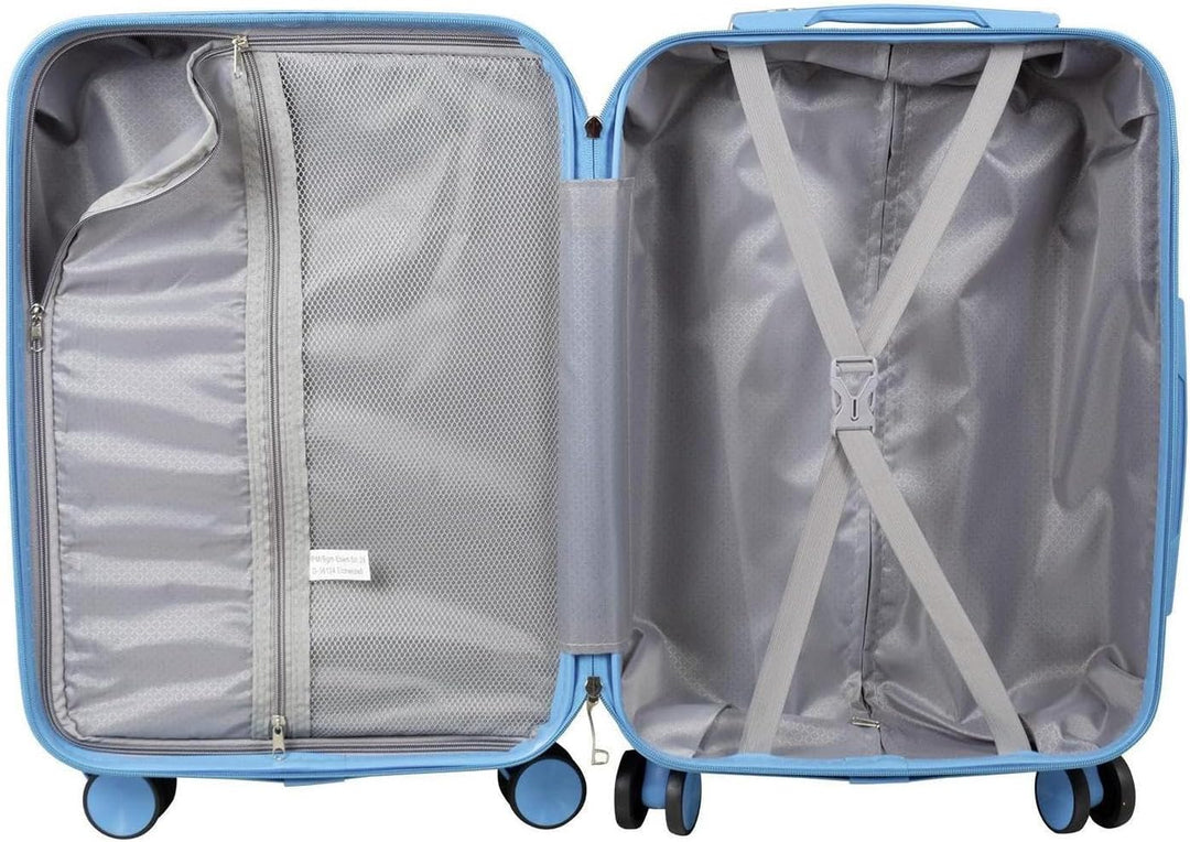 Hartschalen Koffer Trolley Revona Blau Pink mit tollem Print Motiv, Handgepäck, Grösse M
