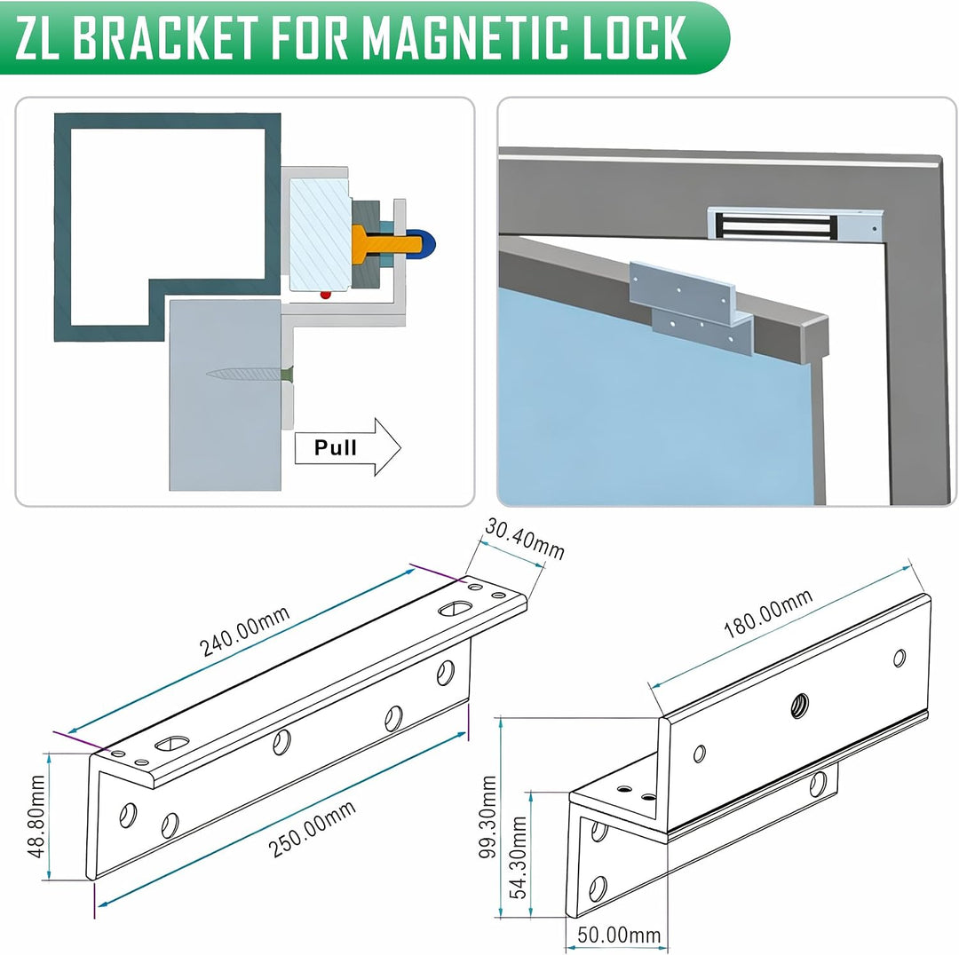 UHPPOTE Z und L-Halterung für einwärts gerichtete Tür 280 kg Serie Haltekraft Elektro-Magnetschloss
