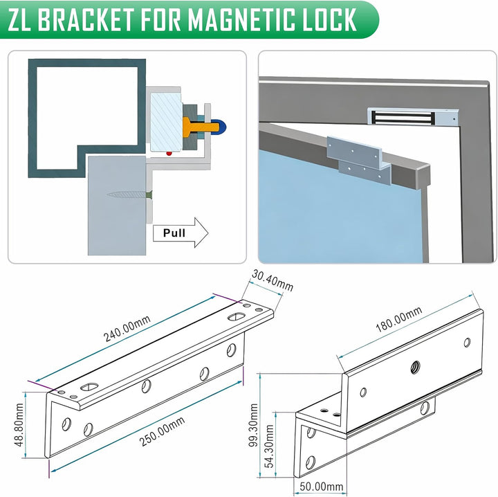 UHPPOTE Z und L-Halterung für einwärts gerichtete Tür 280 kg Serie Haltekraft Elektro-Magnetschloss