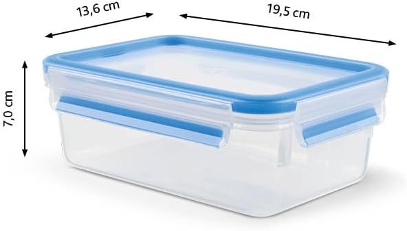 EMSA Clip & Close Frischhaltedosen-Set, rechteckig, 3 x 1 L, mit Deckel, Aufbewahrungsboxen, 100 Pro