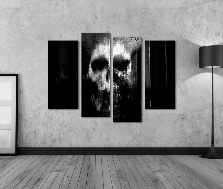 islandburner Bild auf Leinwand Horror Schädel Schwarzweiss Horror Hintergrund Für Halloween Und Film