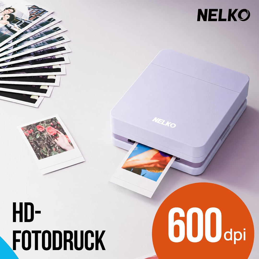 Nelko Fotodrucker für Smartphone, PP01 Mini Fotodrucker, 20 Blatt, Voilett Voilett 1 Fotodrucker+20