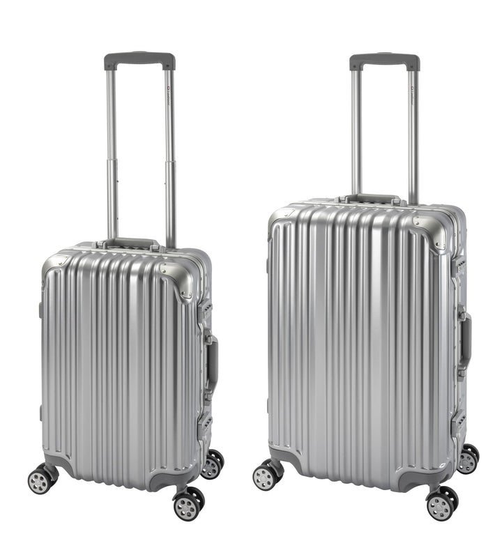 Travelhouse London Koffer Silber S-55cm, M-65cm · 2er-Set · Alu-Rahmen · Polykarbonat Hartschale · H
