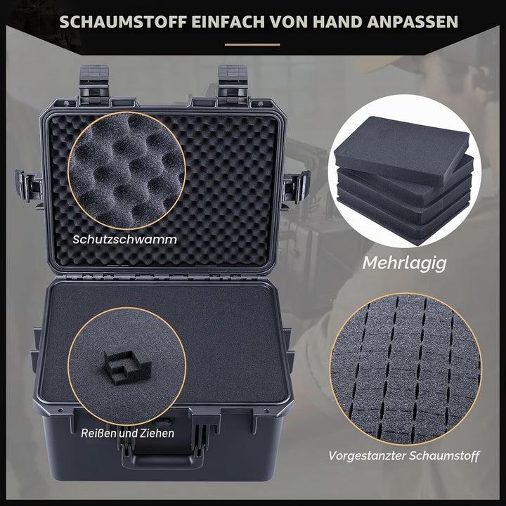 Lykus HC-4031 Wasserdicht Koffer mit anpassbar Rasterschaumstoff, Innengrösse 39,5x29,5x24 cm, Geeig